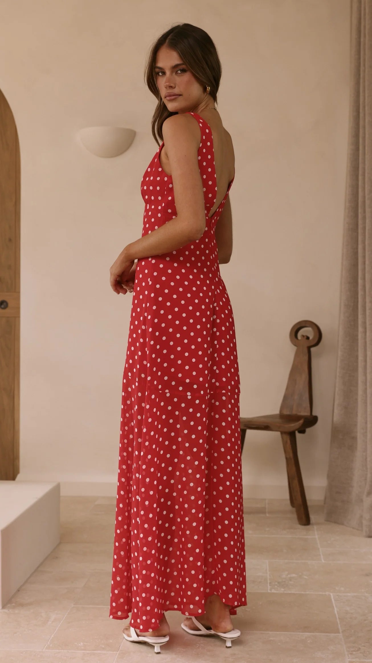 Oriella Maxi Dress - Red Polka