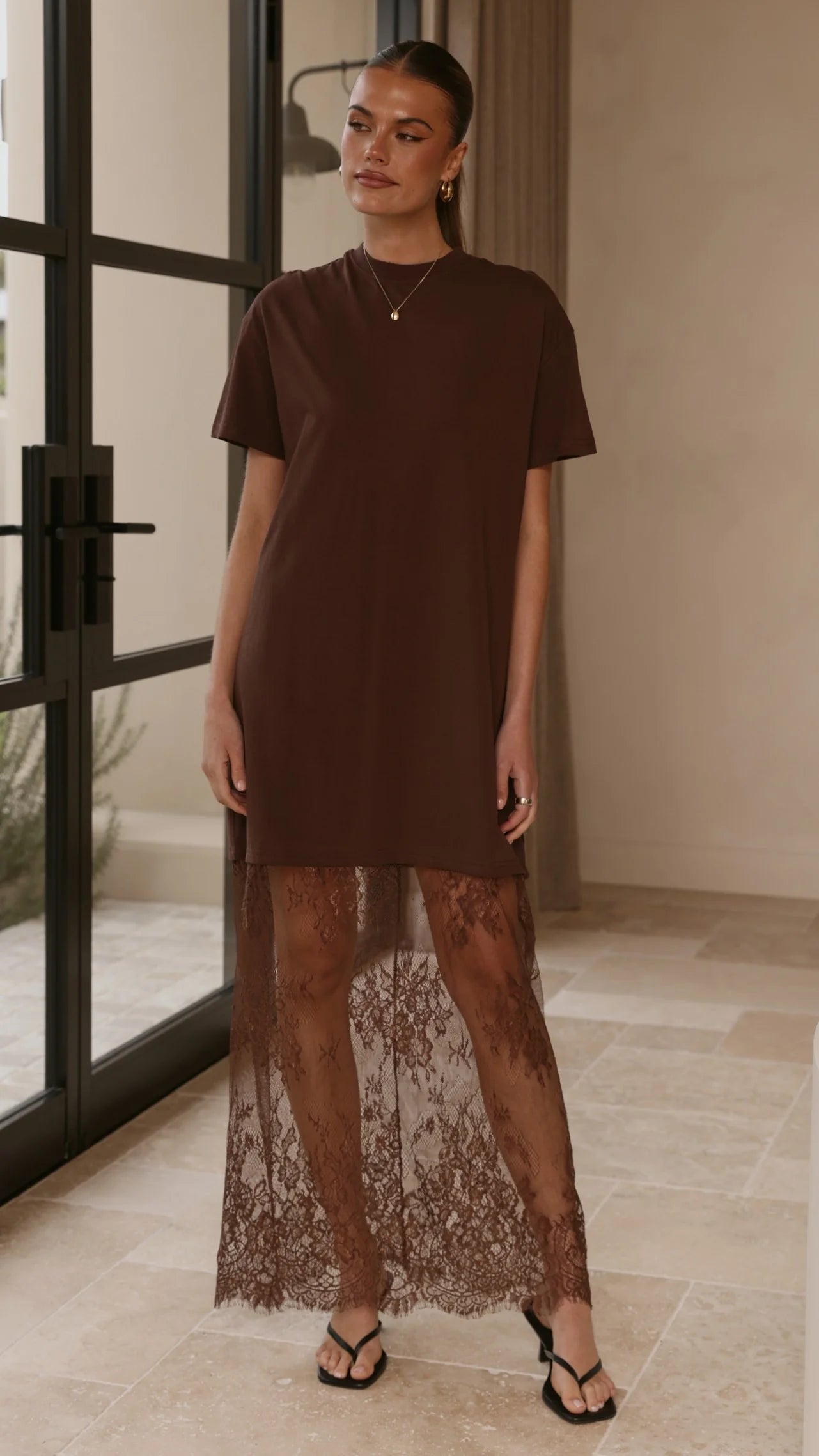 Adora T-Shirt Maxi Dress - Chocolate