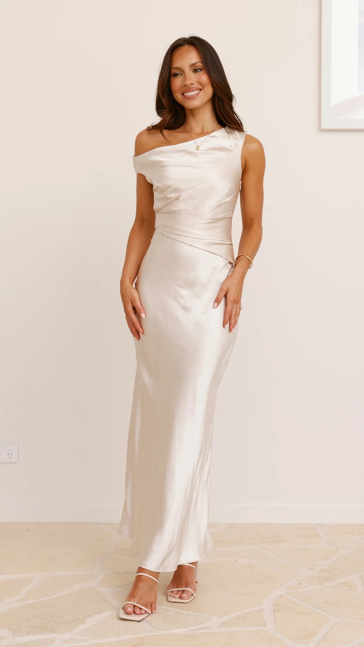 Auria Off Shoulder Maxi Dress - Champagne