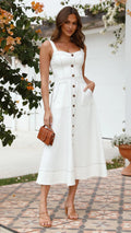 Indigo Midi Dress - White Denim