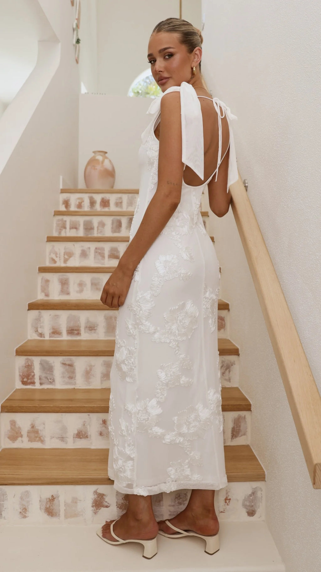 Usha Tie Strap Maxi Dress - White