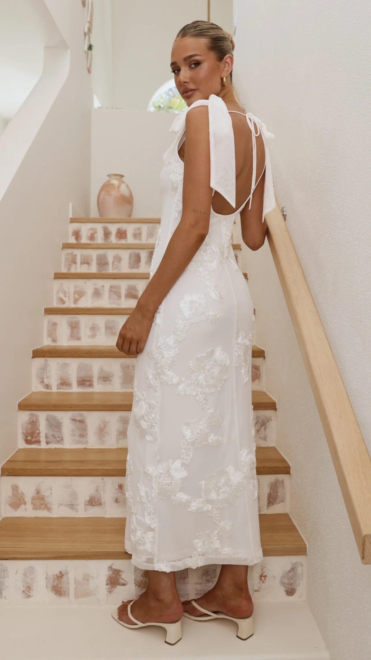 Usha Tie Strap Maxi Dress - White