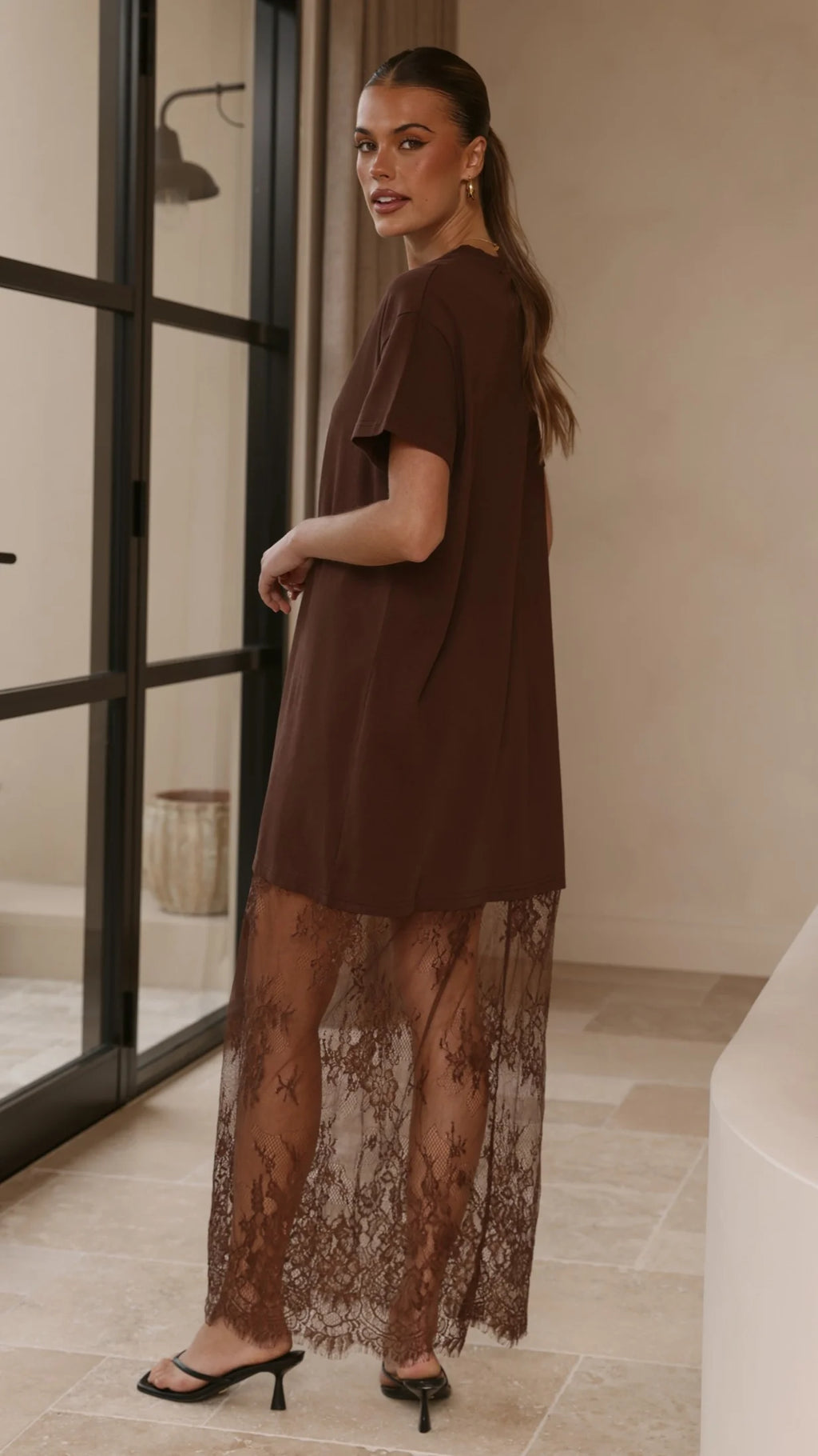Adora T-Shirt Maxi Dress - Chocolate