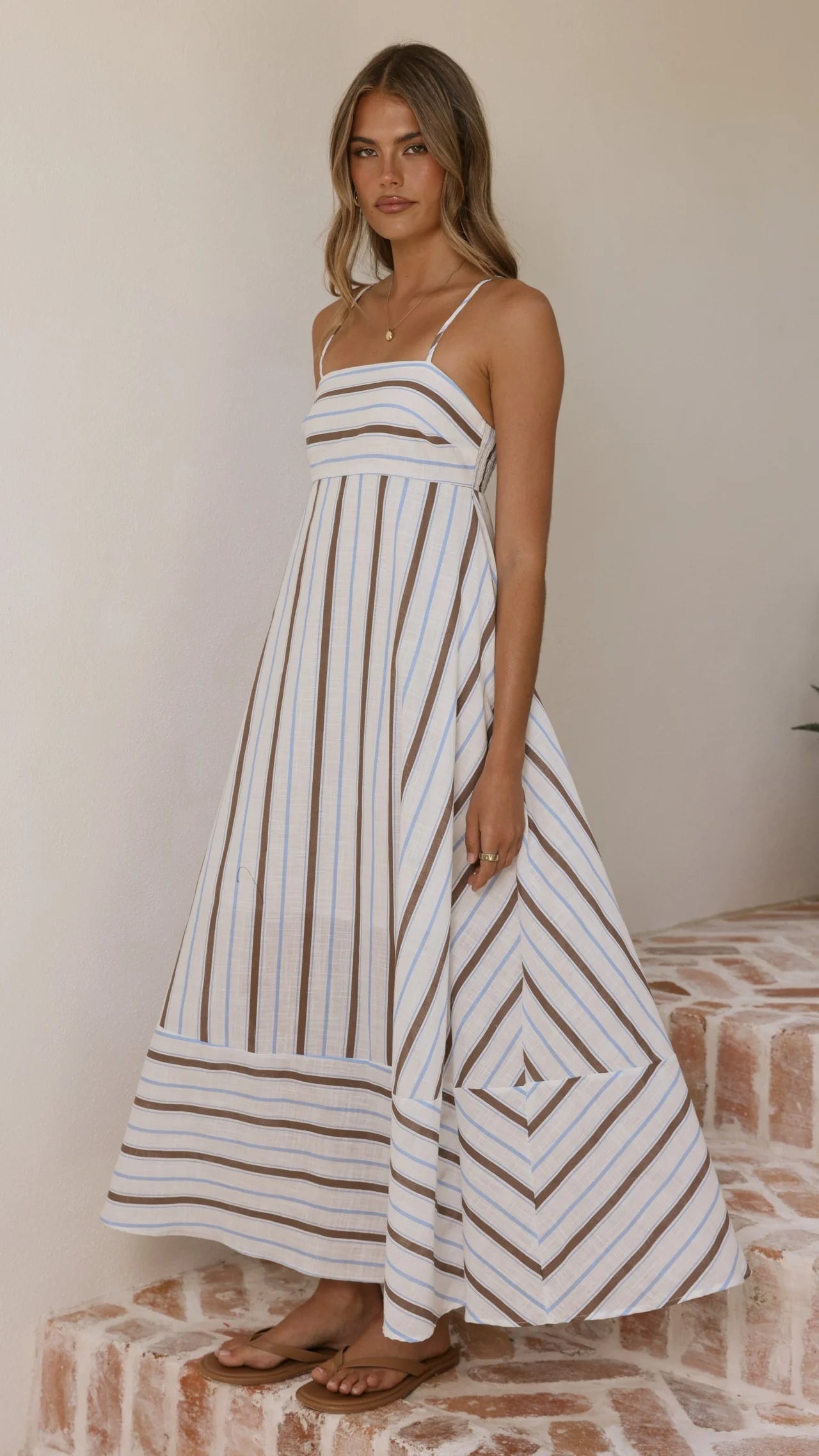 Marcel Maxi Dress - Choc/Blue Stripe