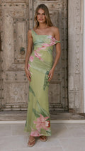 Lena Maxi Dress - Olive Floral