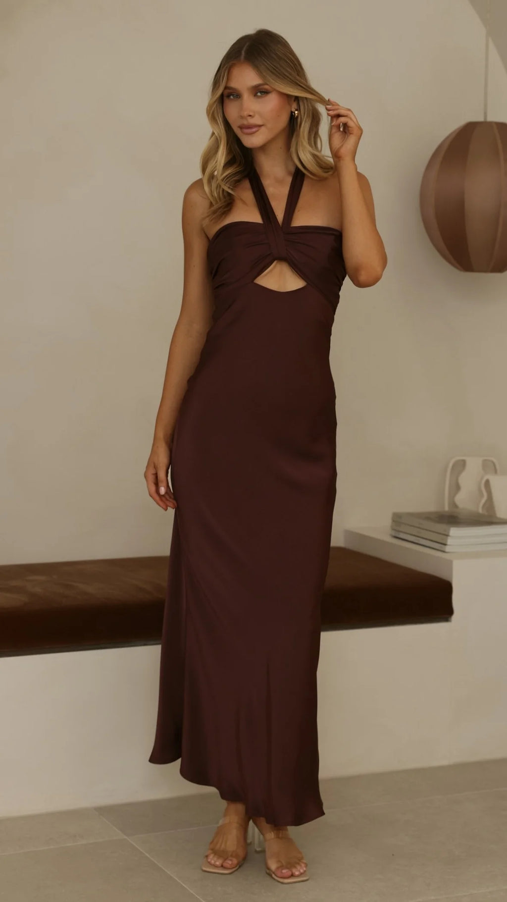 Grace Halter Maxi Dress - Chocolate