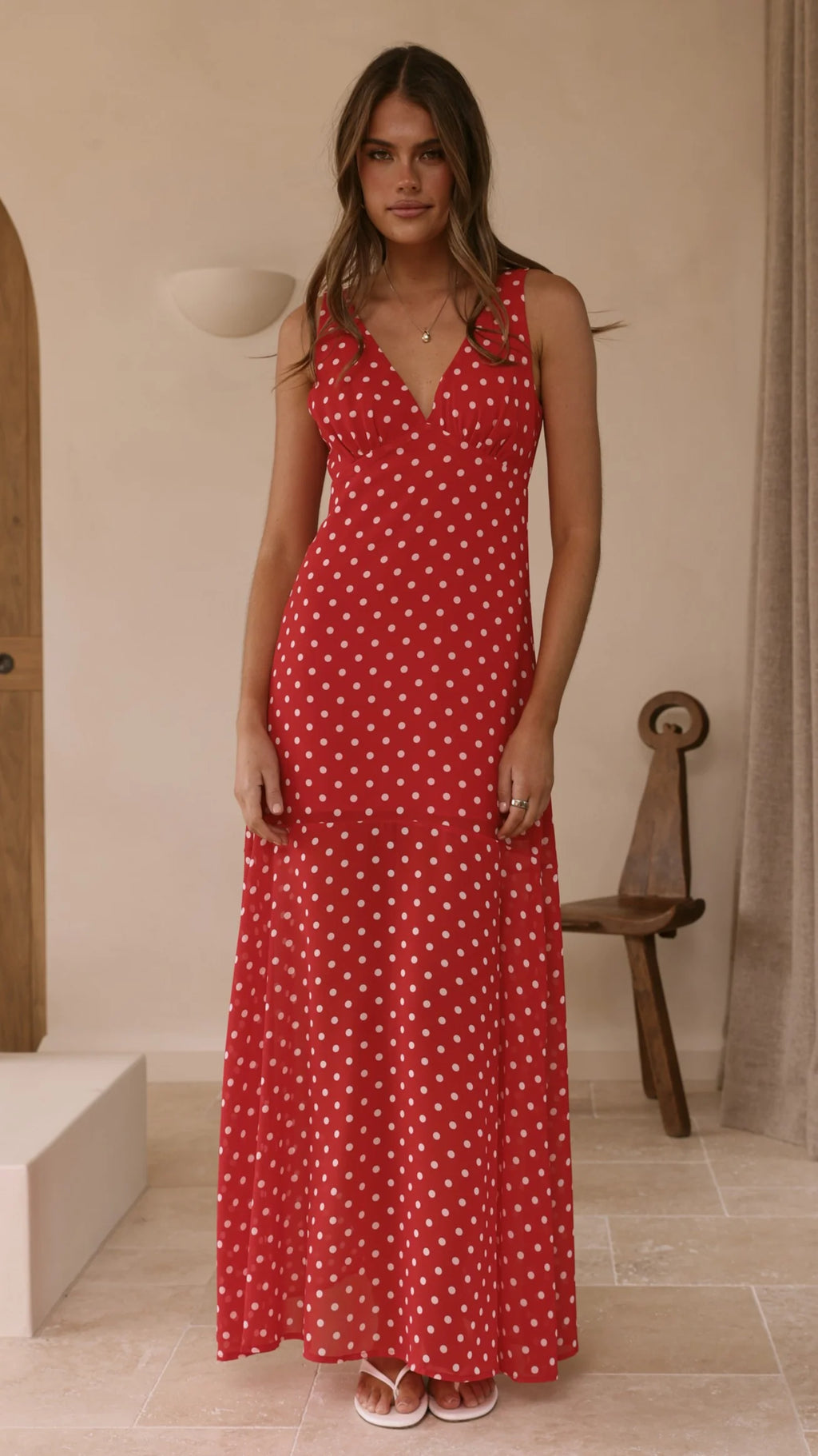 Oriella Maxi Dress - Red Polka