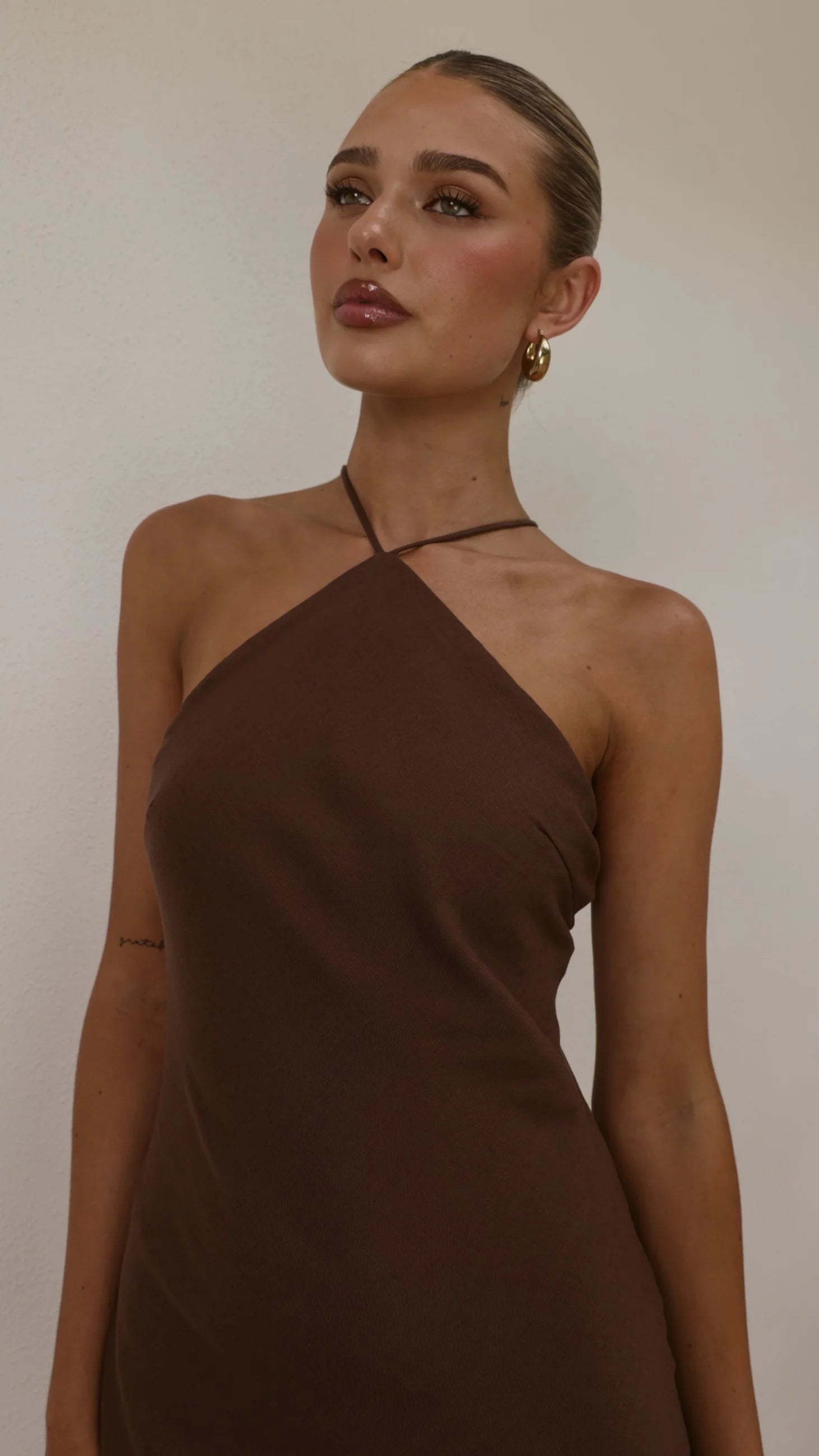 Chiara Linen Maxi Dress - Chocolate