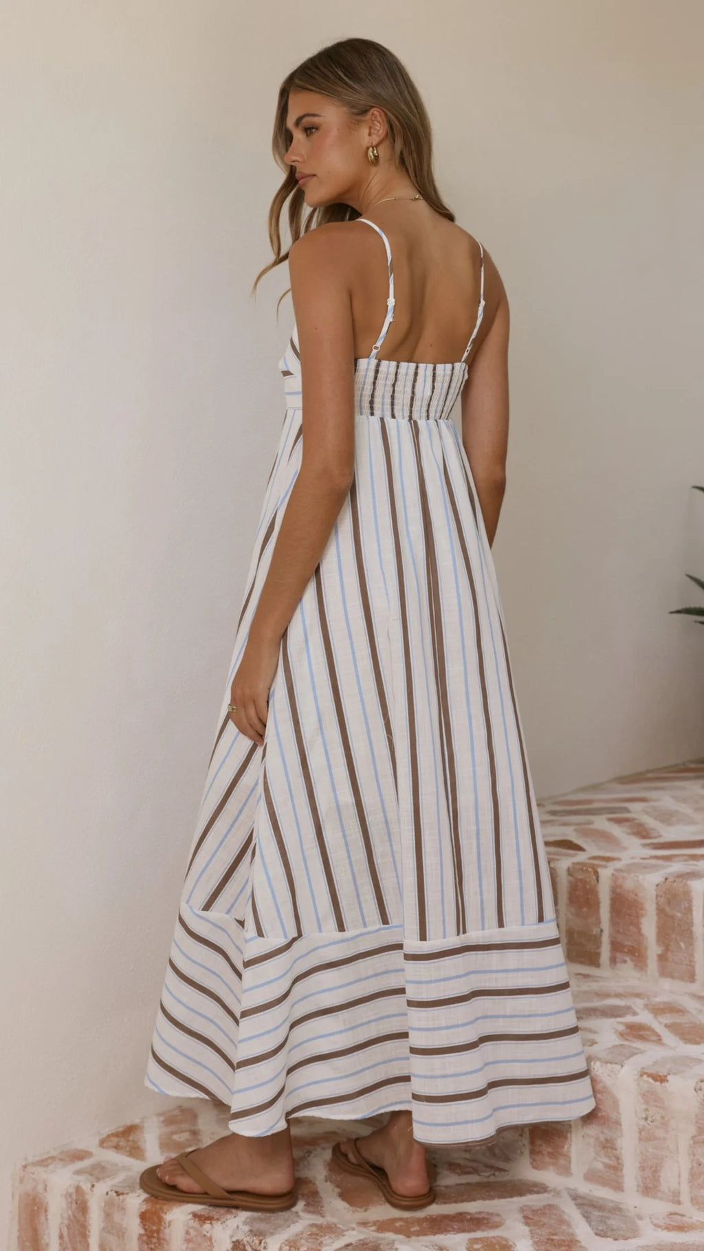 Marcel Maxi Dress - Choc/Blue Stripe