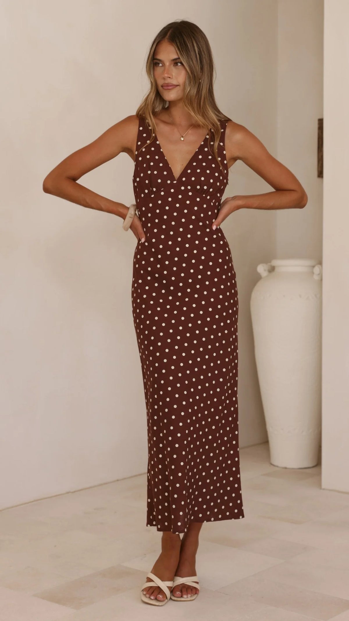 Sammie Maxi Dress - Chocolate/Nude Spot
