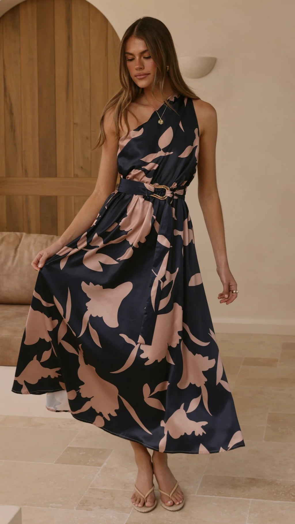 Hadas Maxi Dress - Navy/Pink Print