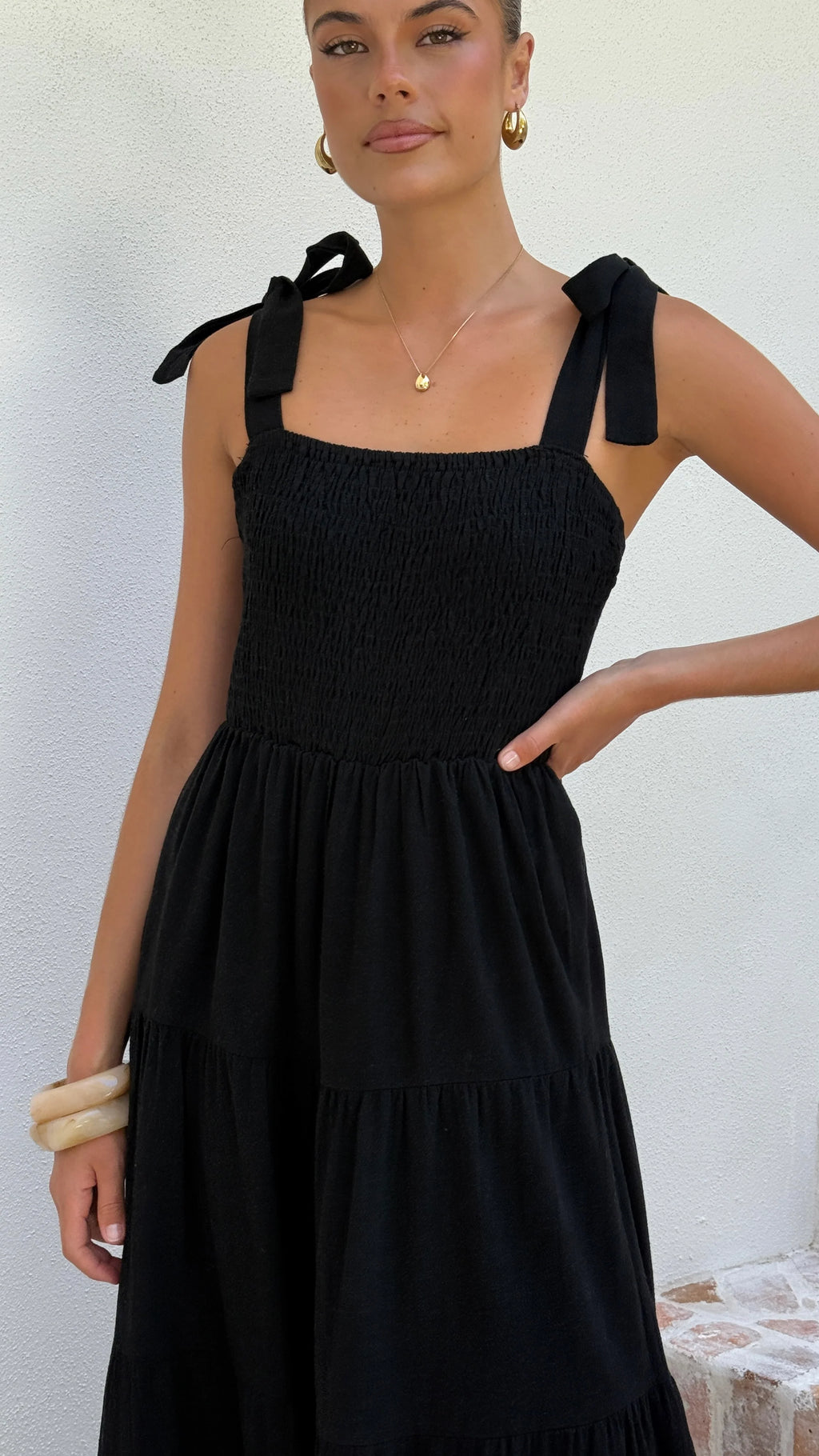 Carlina Tiered Maxi Dress - Black