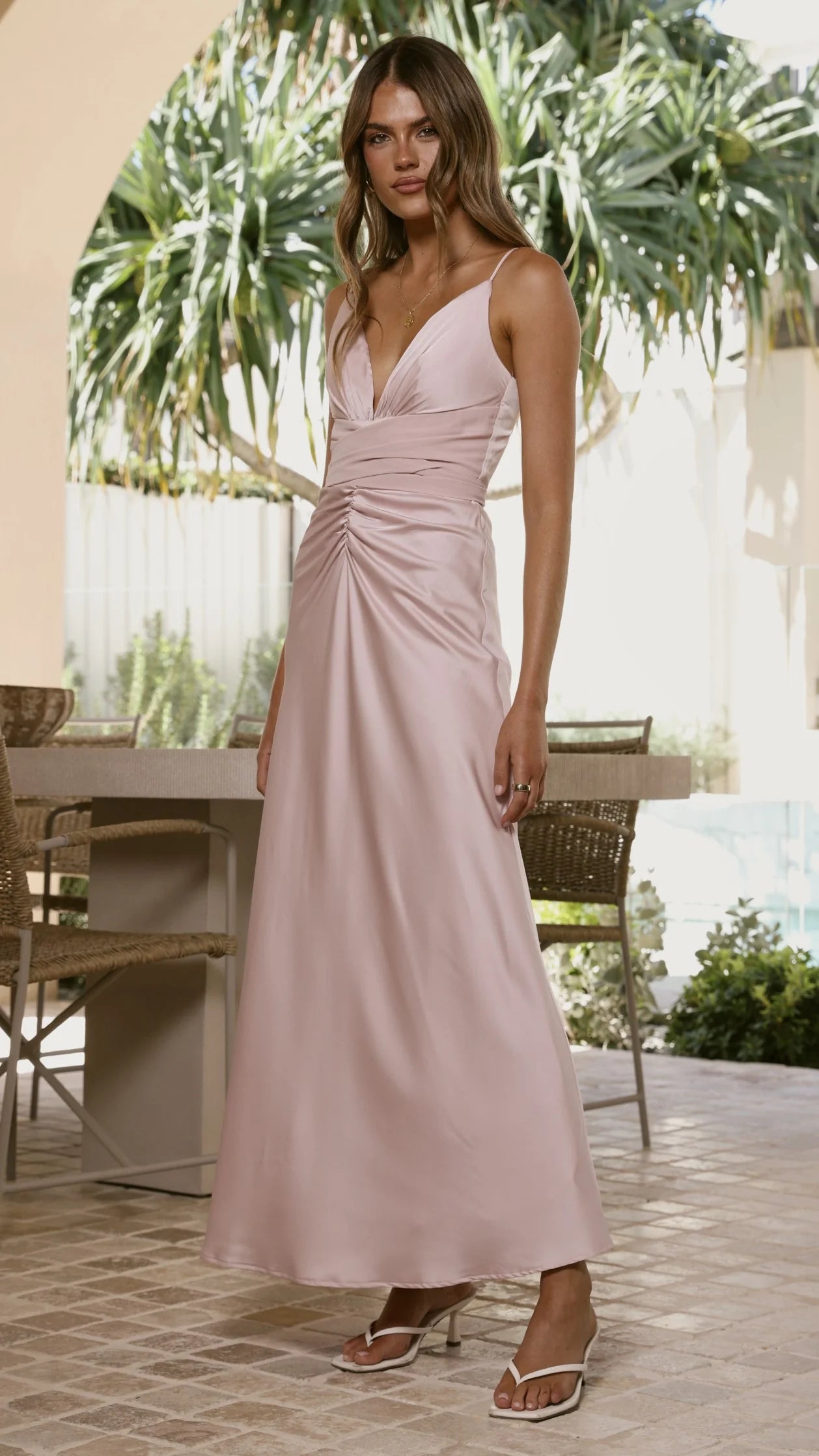 Zada Bow Maxi Dress - Pink