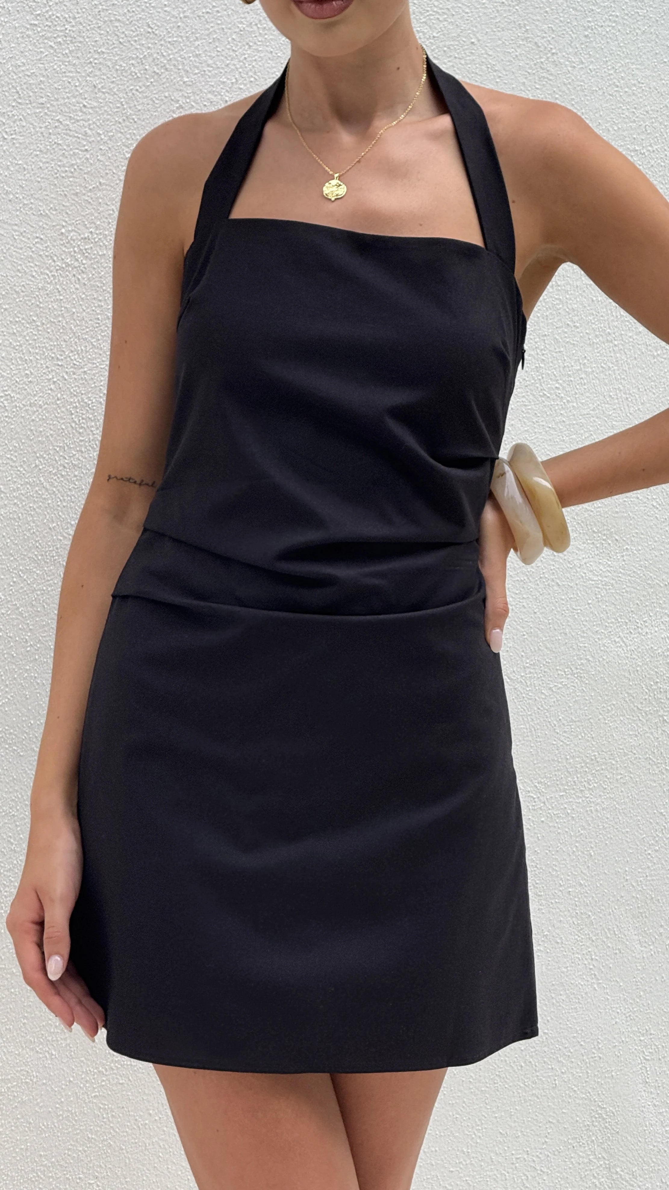 Kayden Mini Halter Dress - Black