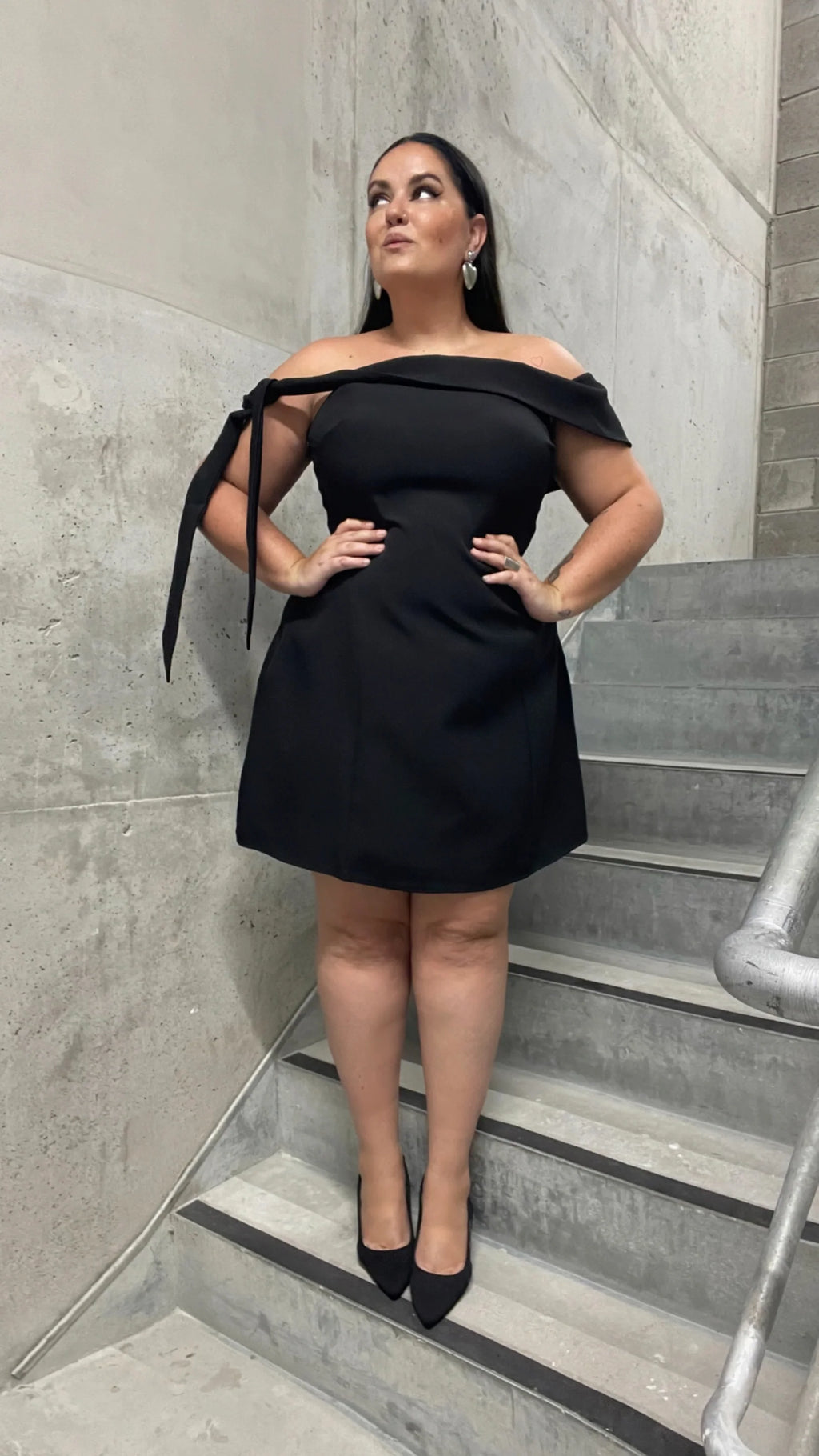 Halen Off Shoulder Mini Dress - Black