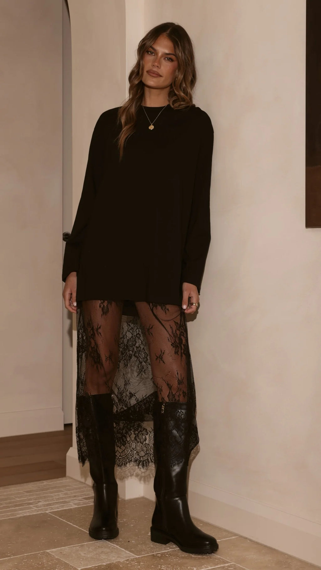 Kailey Lace Maxi Dress - Black