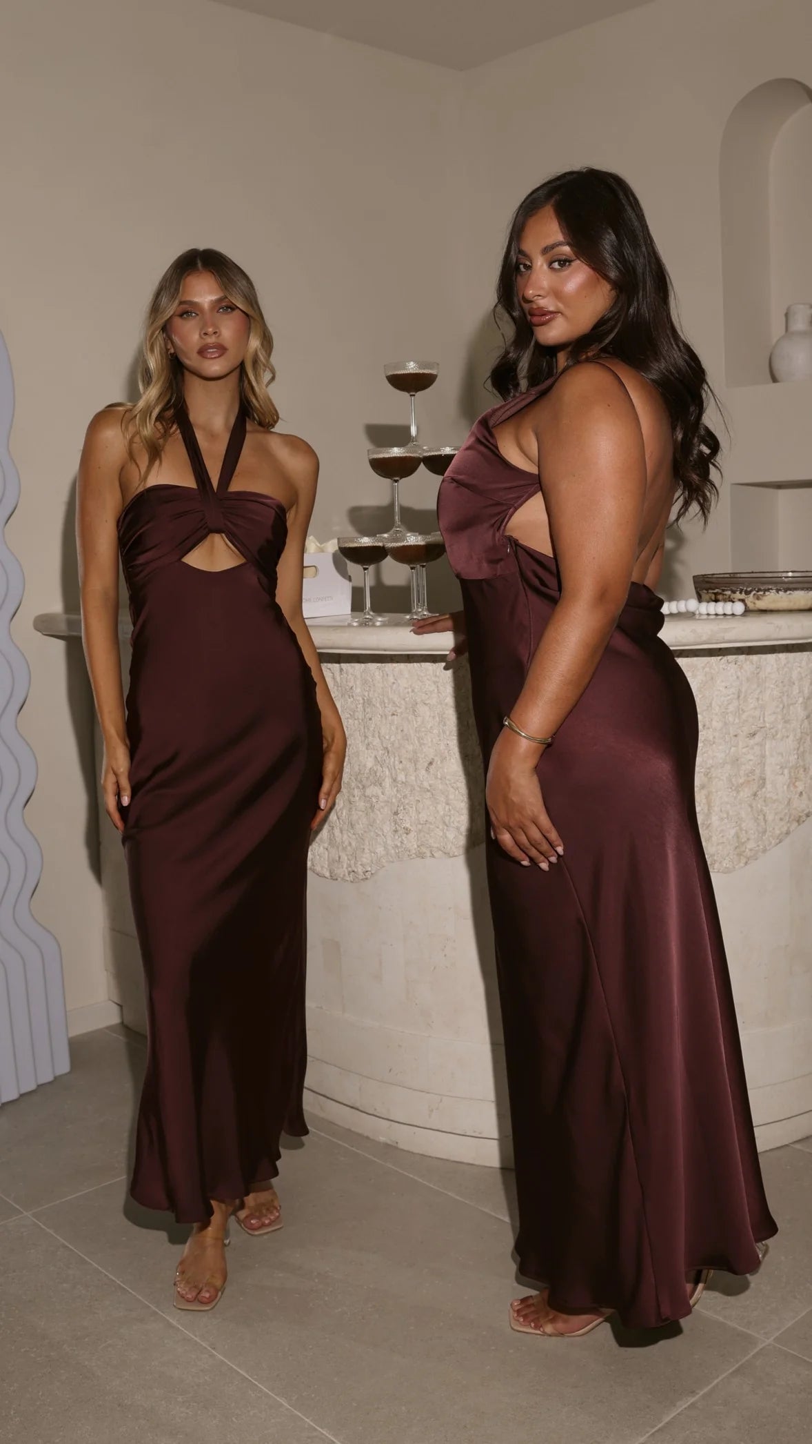 Grace Halter Maxi Dress - Chocolate