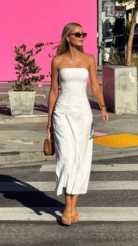 Astrid Strapless Maxi Dress - White