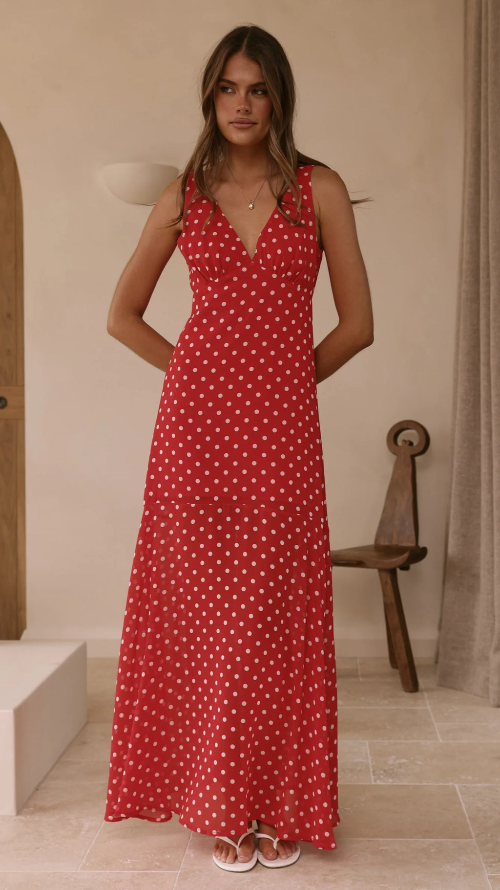 Oriella Maxi Dress - Red Polka