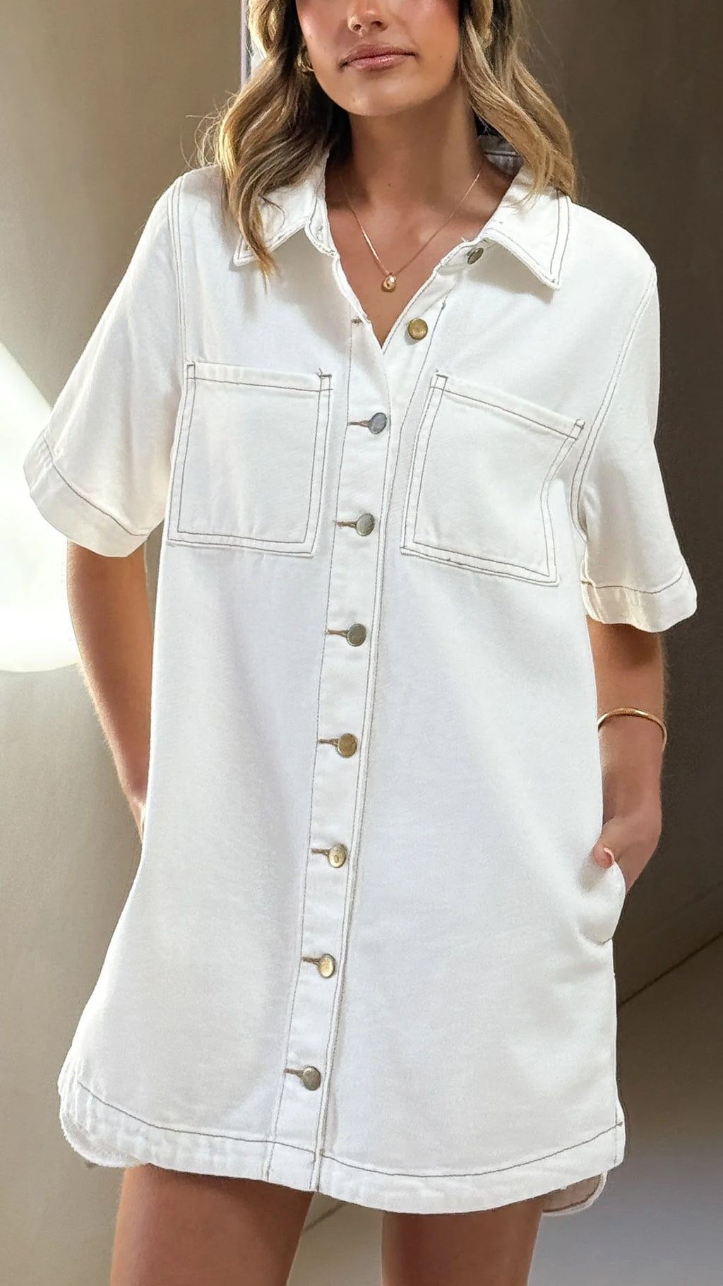 Rayna Denim Mini Dress - White