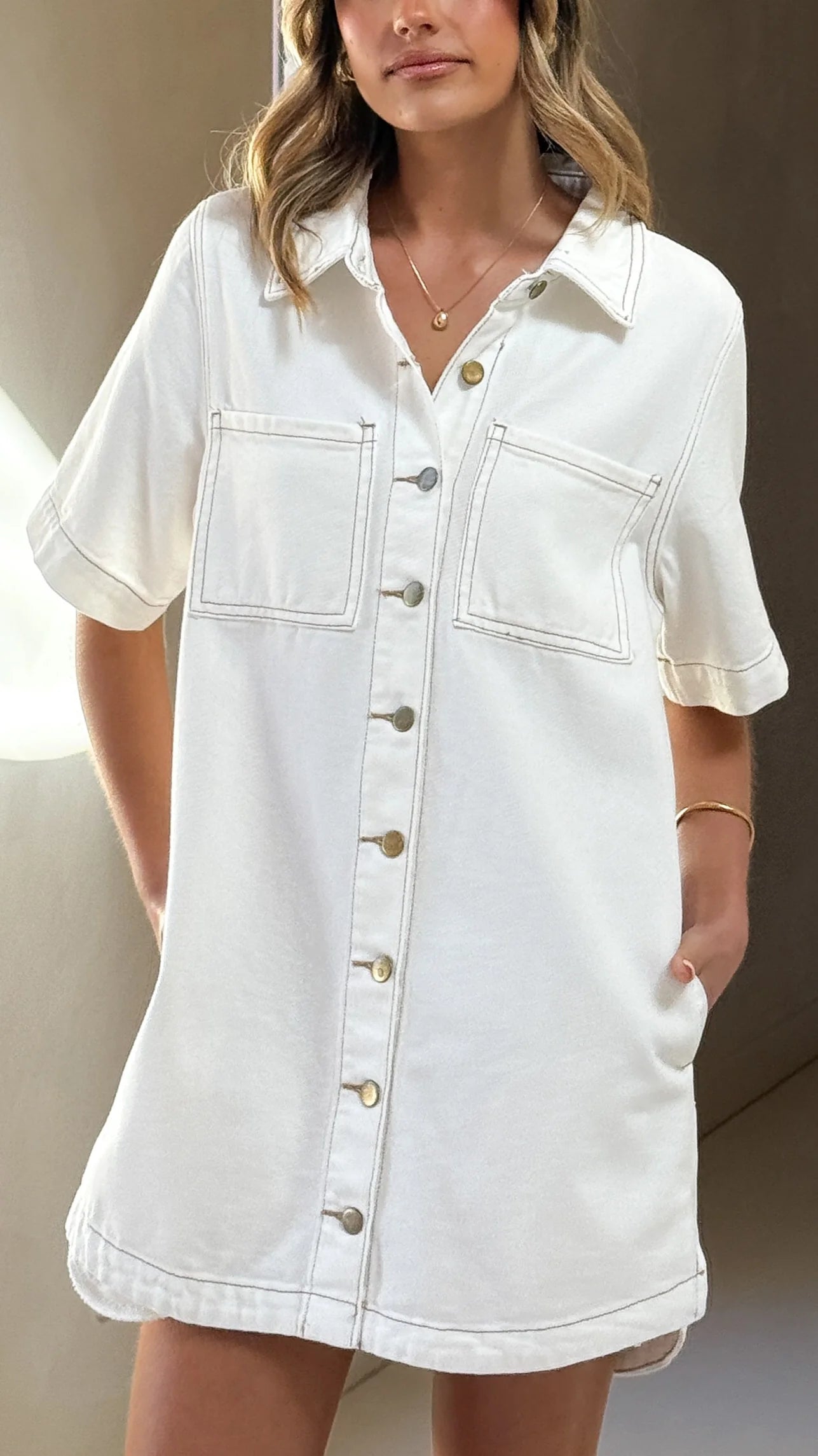 Rayna Denim Mini Dress - White