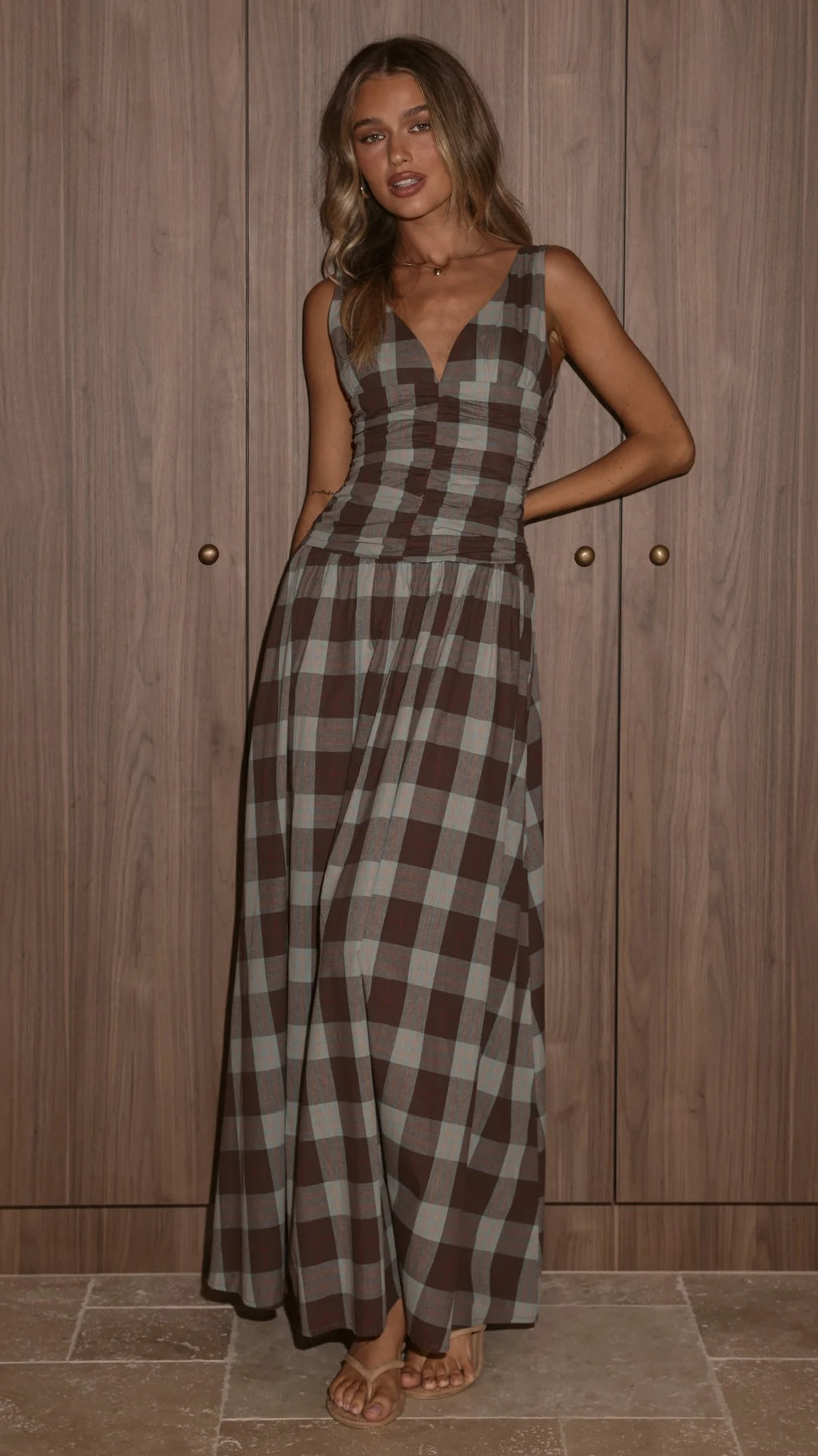 Sanya Maxi Dress - Chocolate Check