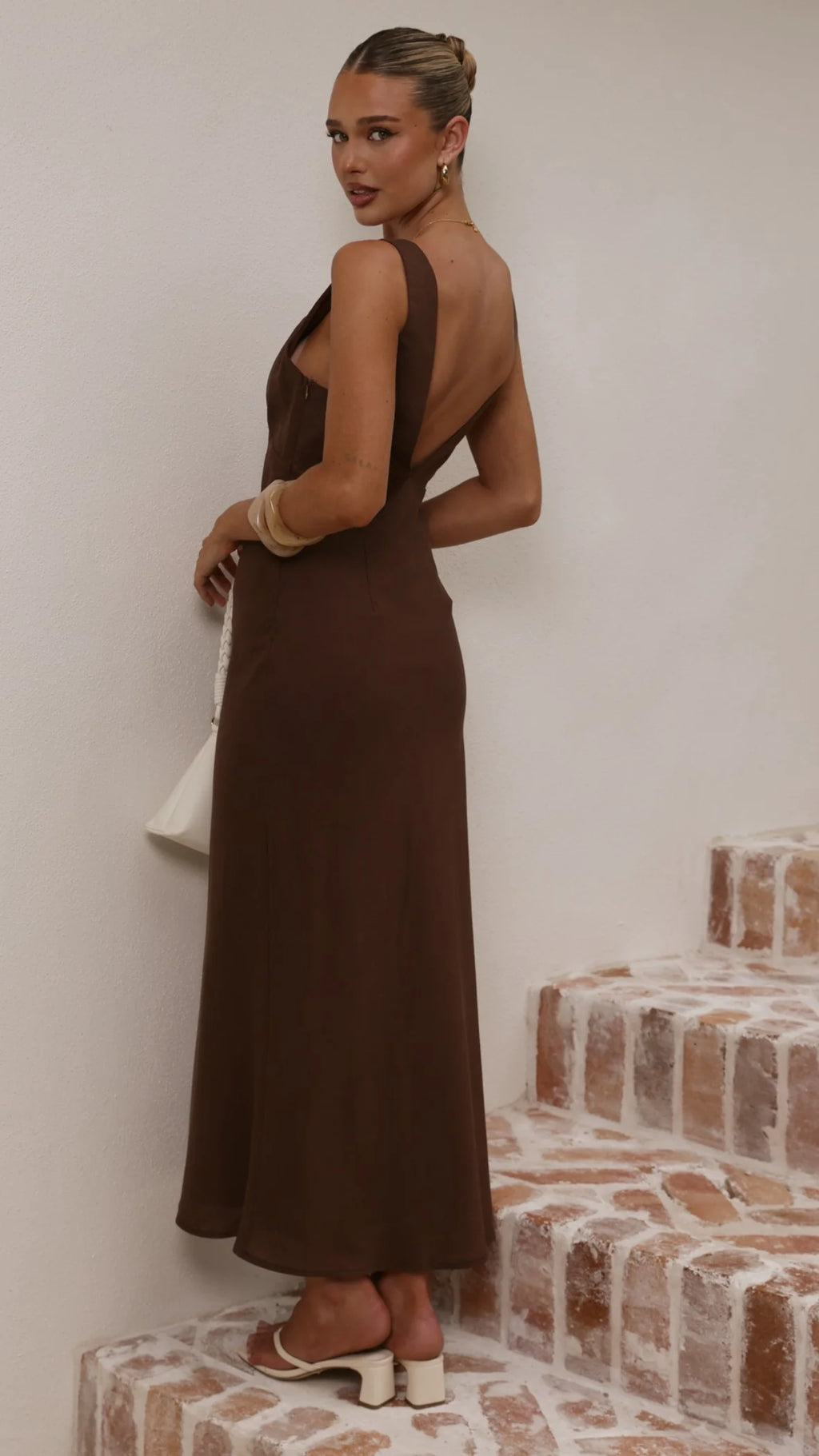 Sammie Linen Maxi Dress - Chocolate