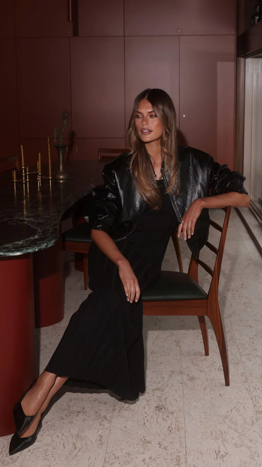 Avalyn Knit Maxi Dress - Black