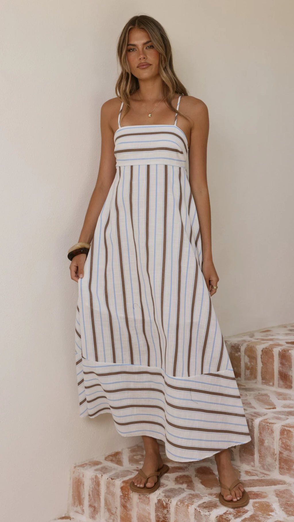 Marcel Maxi Dress - Choc/Blue Stripe