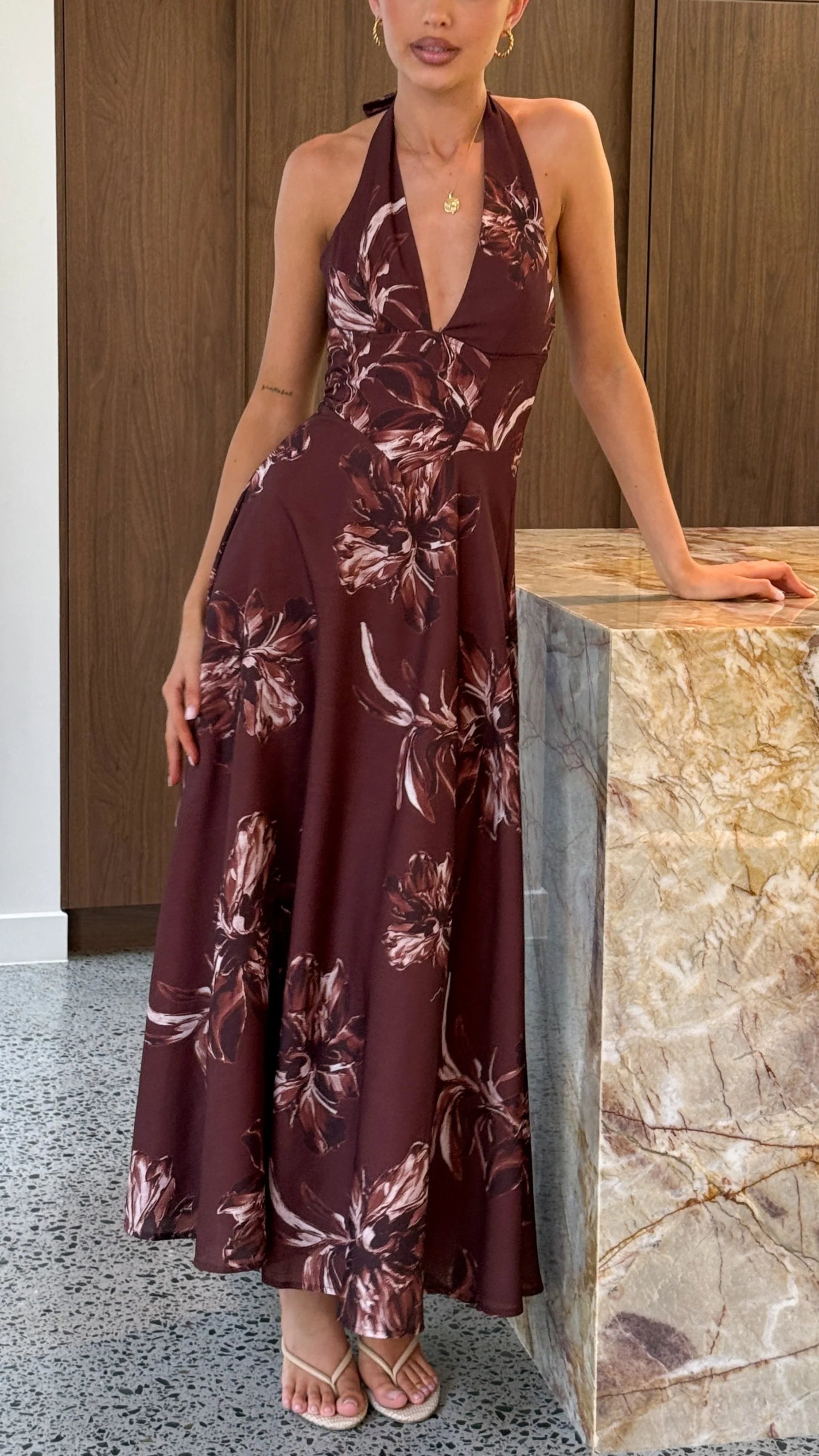 Skye Maxi Dress - Chocolate Flower