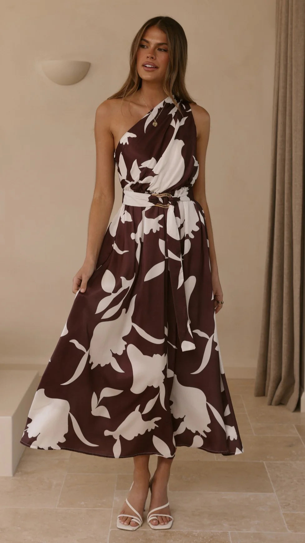 Hadas Maxi Dress - Chocolate/White Print