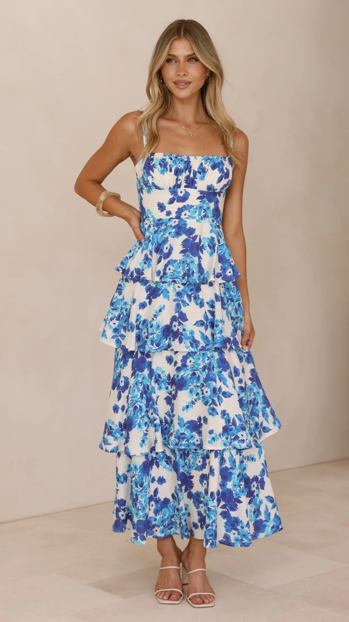 Odilia Maxi Dress - Blue/White Floral