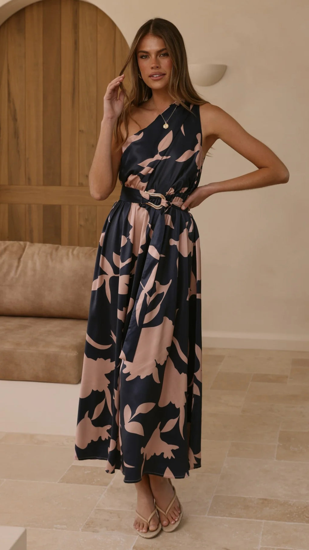 Hadas Maxi Dress - Navy/Pink Print