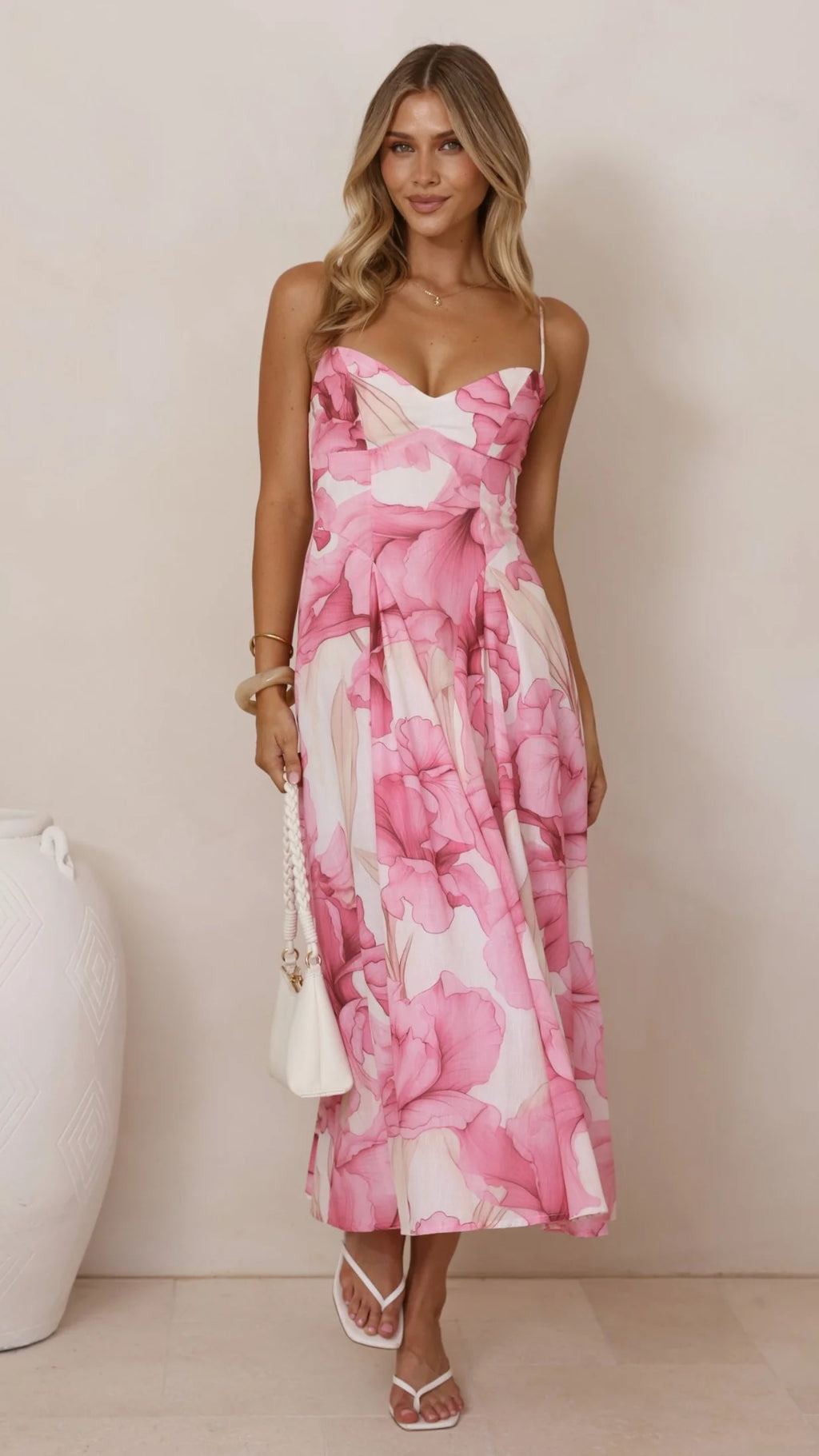 Dallas Midi Dress - Pink Floral