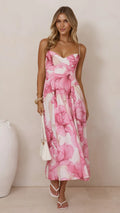 Dallas Midi Dress - Pink Floral