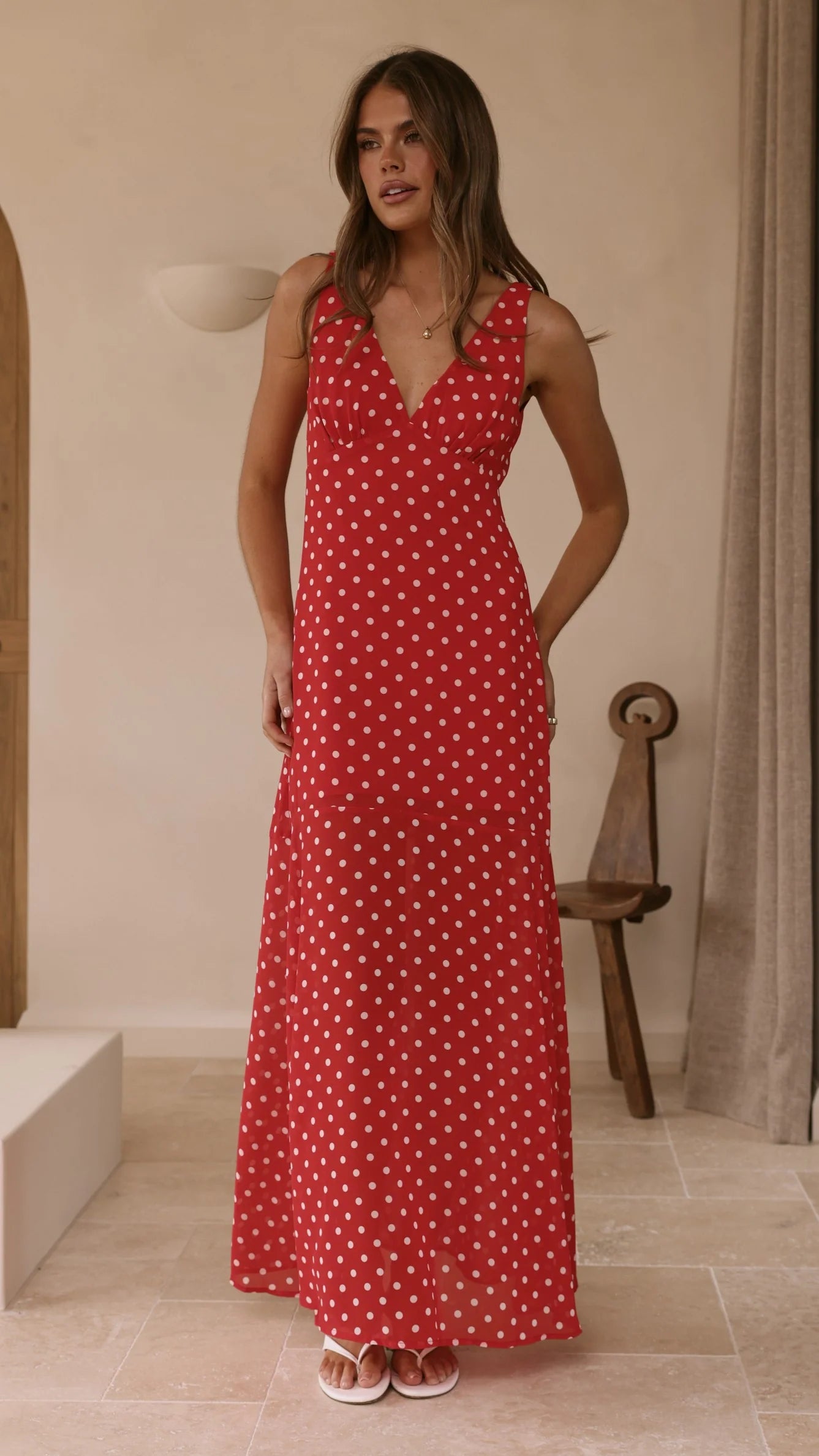 Oriella Maxi Dress - Red Polka