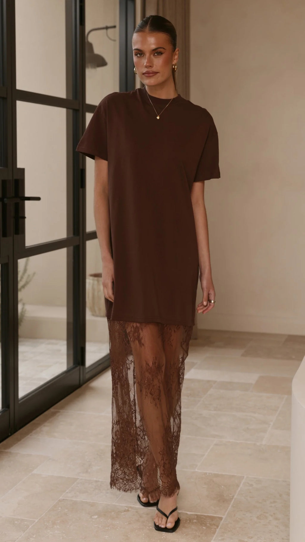 Adora T-Shirt Maxi Dress - Chocolate