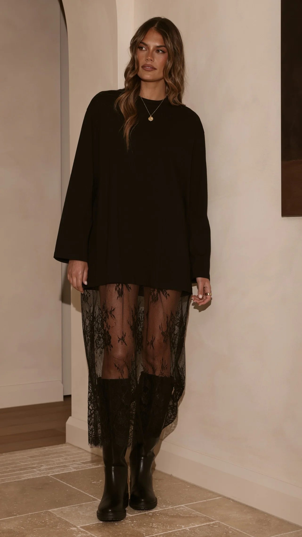 Kailey Lace Maxi Dress - Black