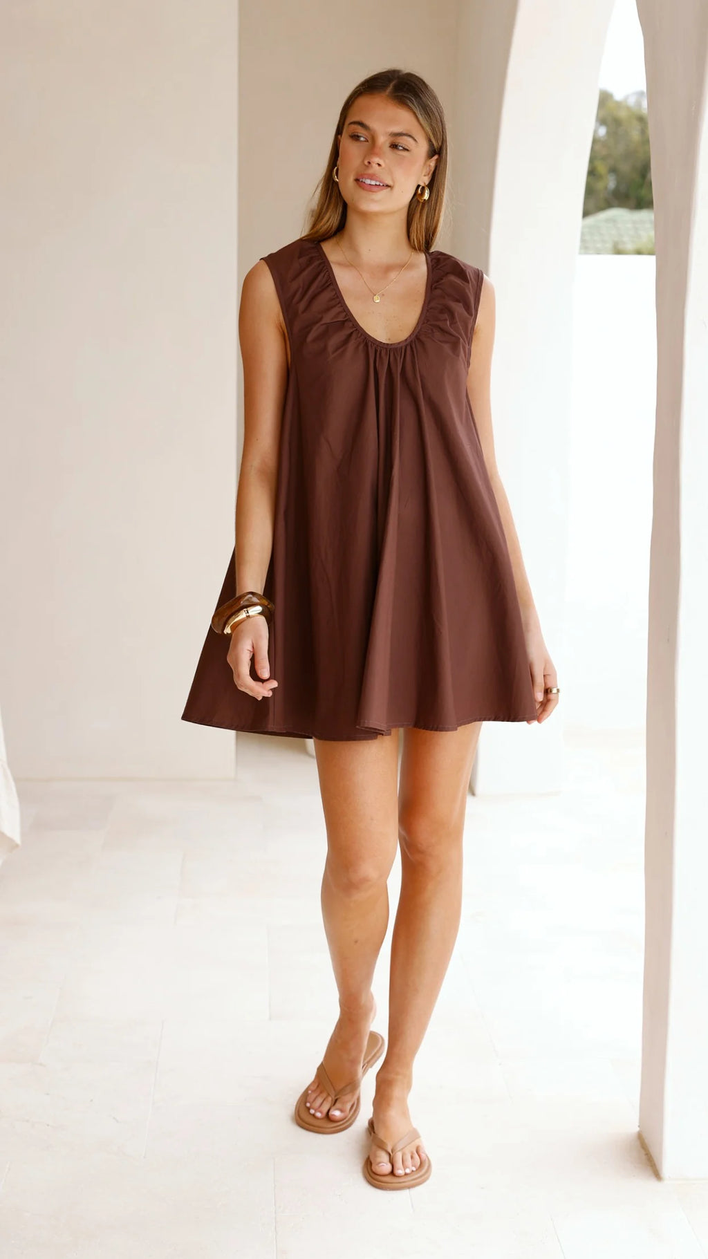 Vanessa Oversized Mini Dress - Chocolate