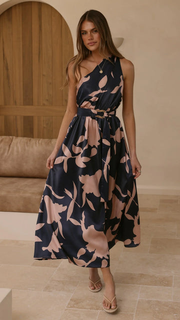 Hadas Maxi Dress - Navy/Pink Print
