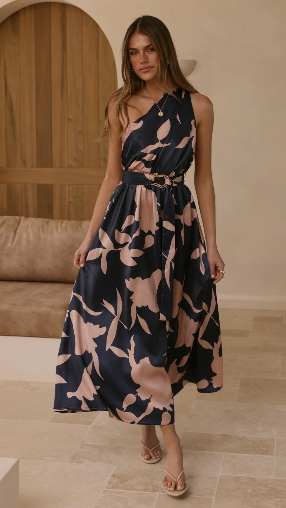 Hadas Maxi Dress - Navy/Pink Print