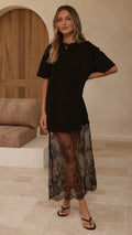 Kai Lace T-Shirt Maxi Dress - Black