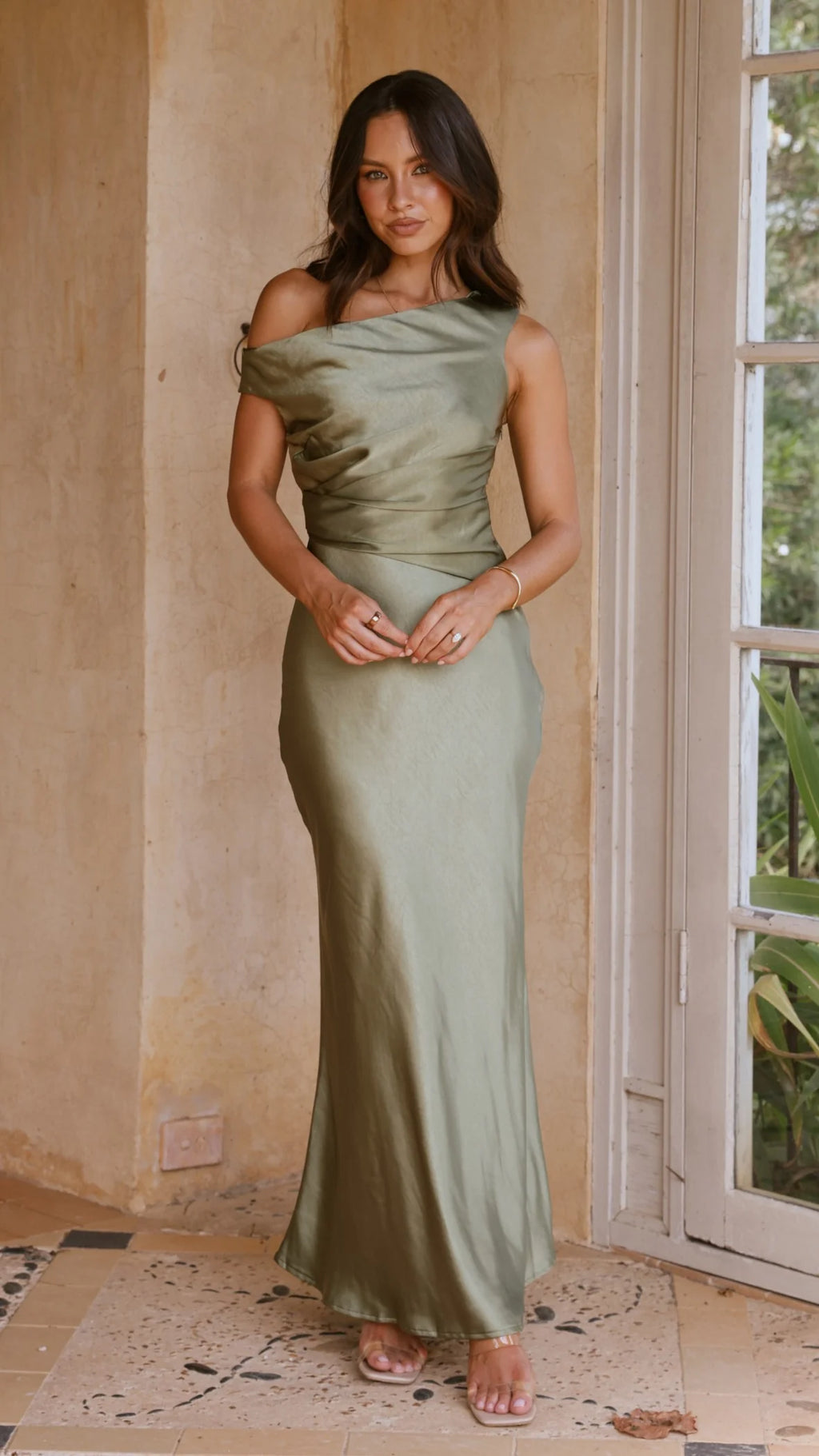Auria Off Shoulder Maxi Dress - Olive