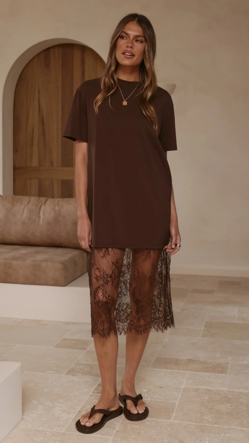 Danika T-Shirt Midi Dress - Chocolate