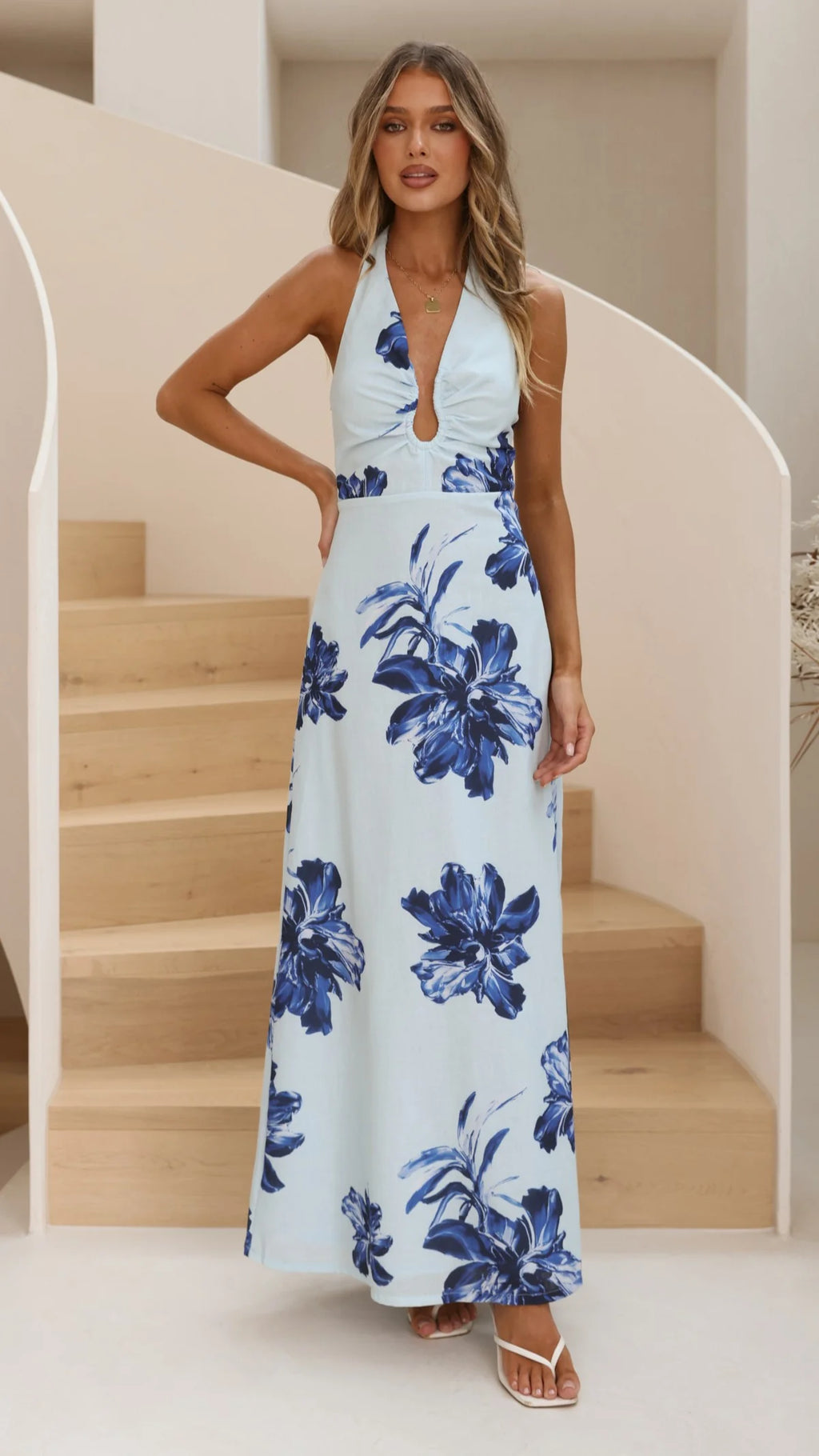 Larna Maxi Dress - Blue Floral