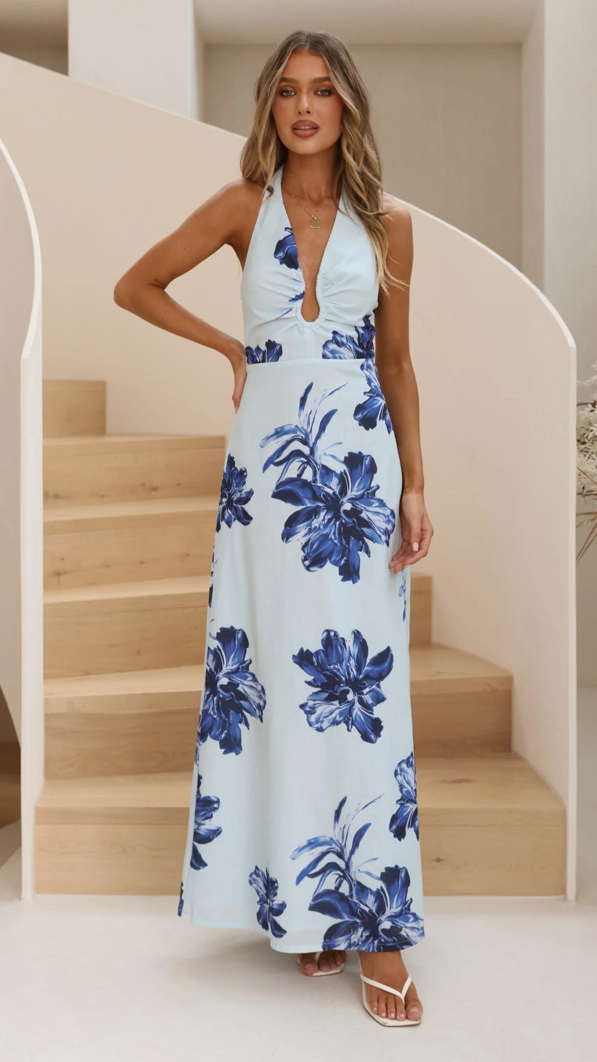 Larna Maxi Dress - Blue Floral