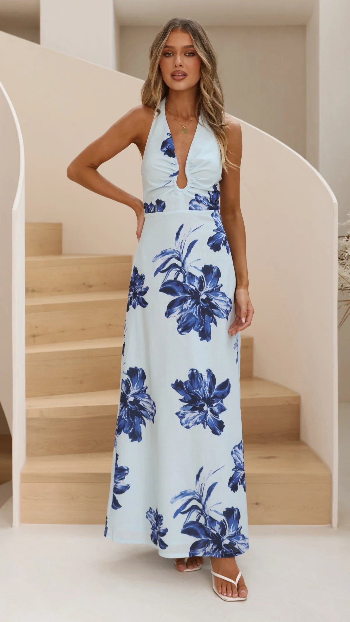 Larna Maxi Dress - Blue Floral