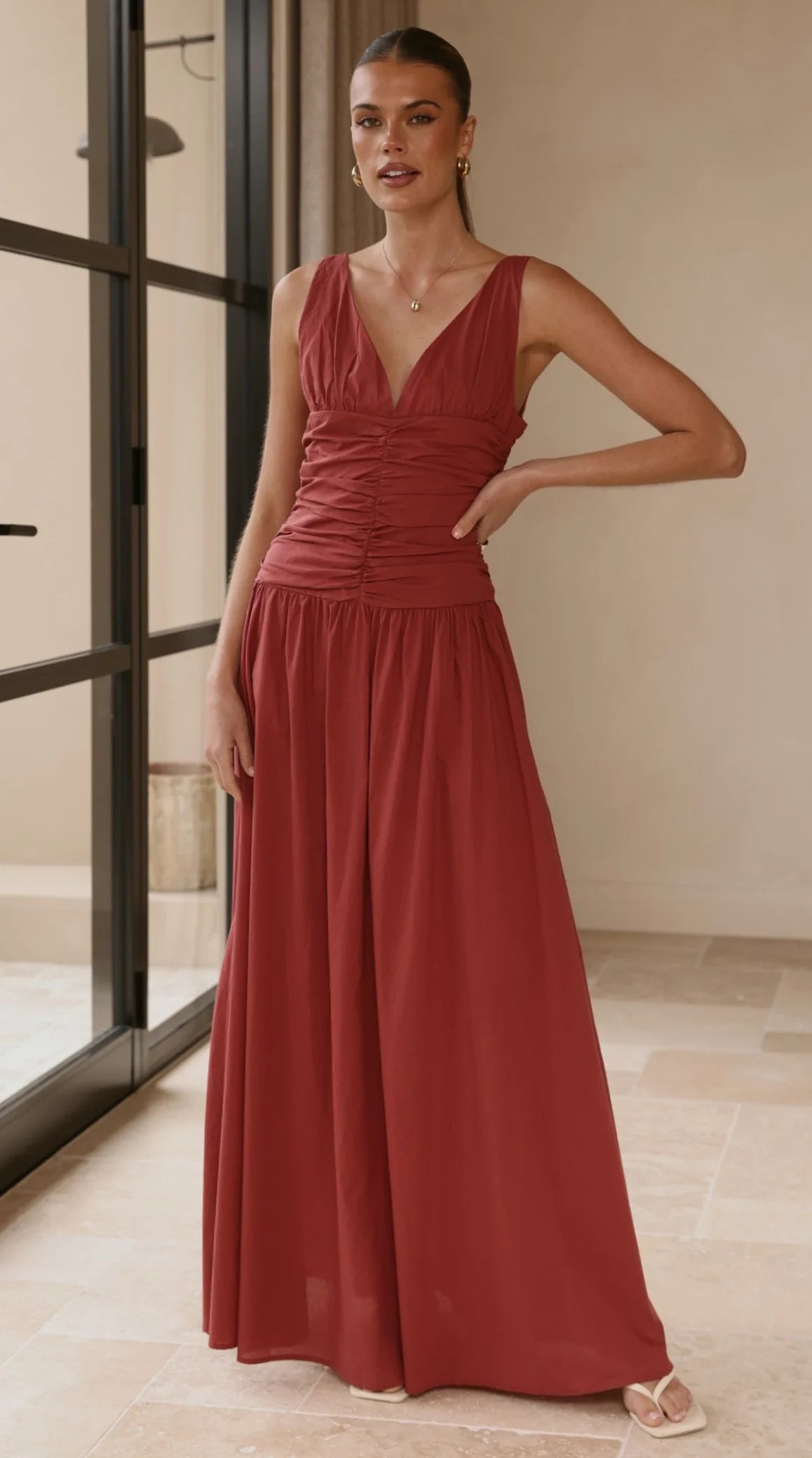 Sanya Maxi Dress - Burgundy