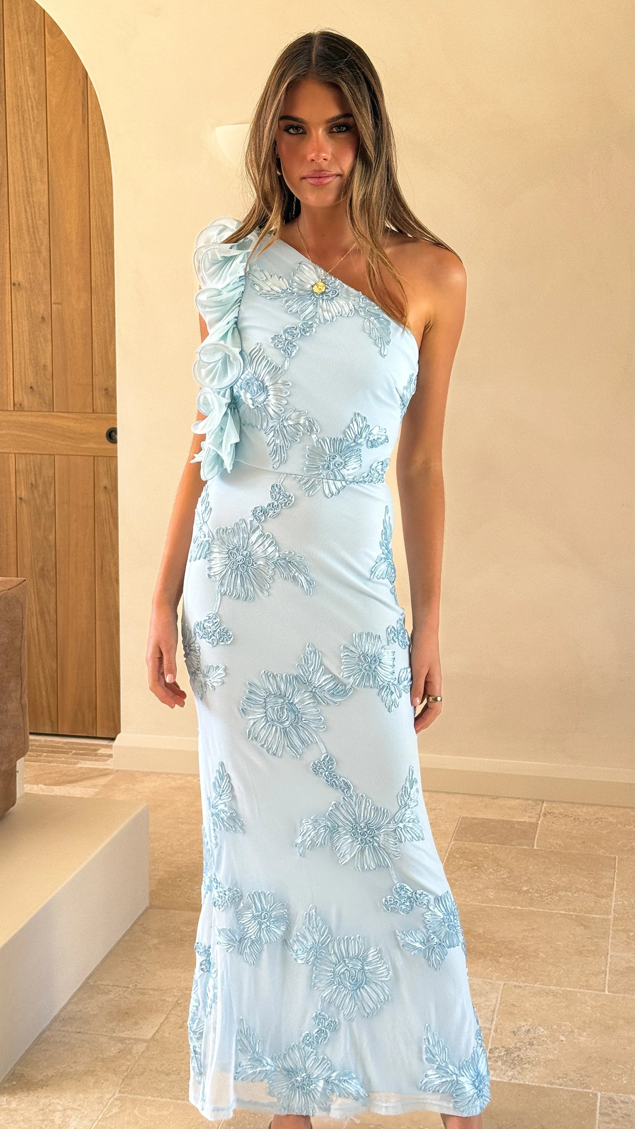 Darlee Maxi Dress - Baby Blue Floral