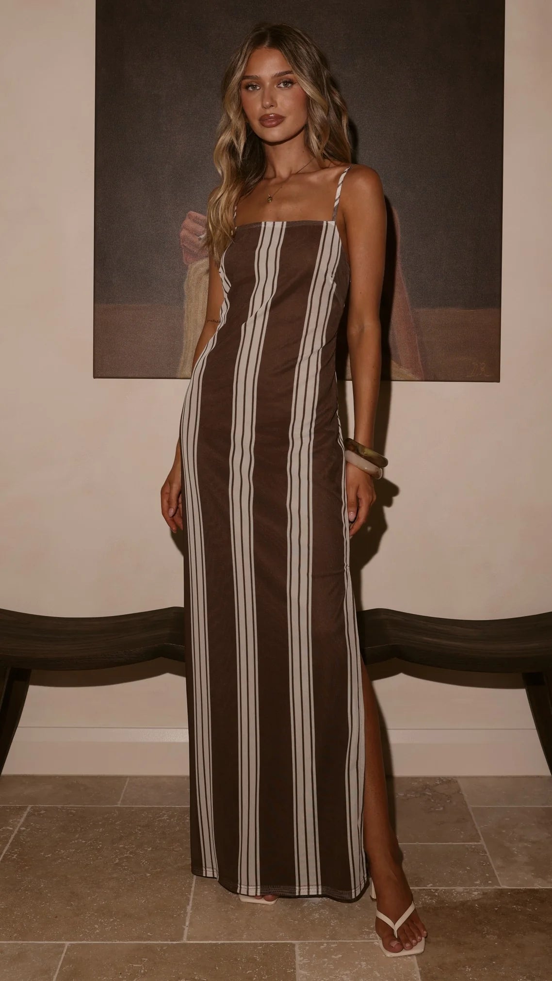 Bria Maxi Dress - Chocolate Stripe